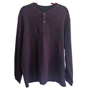 NWT Marc Edwards Mens 2 in 1 Cotton Blend Long Sleeve Dark Purple Black Sweater